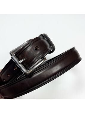 Dennis Knight Maker Men’s Leather Dark Brown Silver Buckle Made in USA Belt 36”